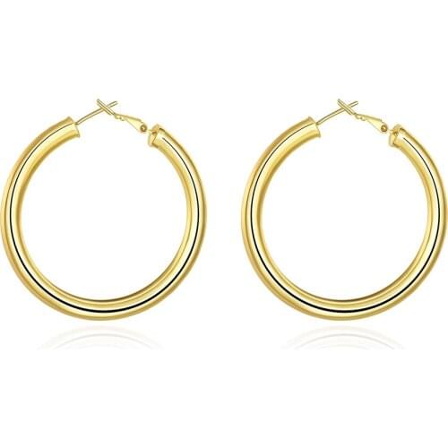 ZEMIOR European And American style Hoop Earrings For Women Gold Color Round Earring Anniversary Simple Fashion Jewelry Hot Sale