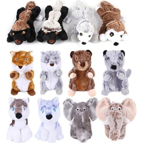 Chew Squeak Toys Dog Plush Squeak Pet Wolf Elephant Animal Short Fleece Toy For Small Medium Puppies Dogs Interactive Chew Toys