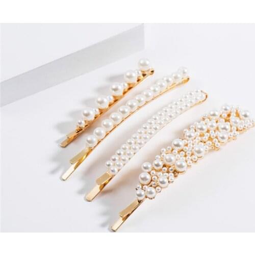 1SET Korea Chic Imitation Pearl Beads Hair Pins Fashion Hair Clips For Women Hairpin Metal Hair Accessories Jewelry Drop Ship
