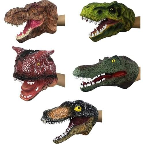 1Pc Soft Vinyl Rubber Animal Head Hand Puppet Figure Toys Gloves For Children Model Gift Dinosaur Hand Puppet Toys For Children