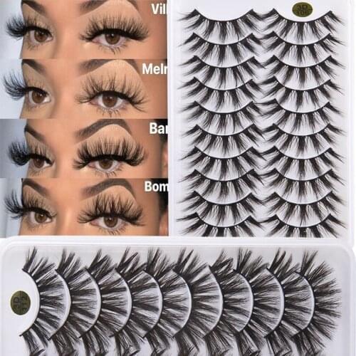 10pcs 3D mink false eyelashes natural thick slender cross fluffy eyelashes extension eye lashes