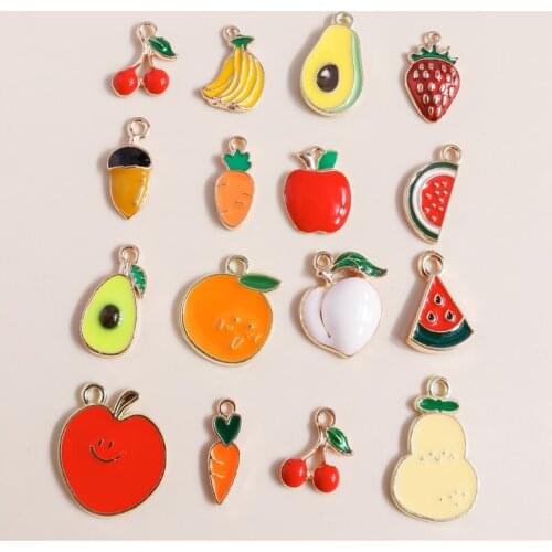 10pcs Cute Enamel Charms Fruits Pineapple Banana Cherry Charms for Making Earring Pendants Necklace DIY Handmade Jewelry Finding