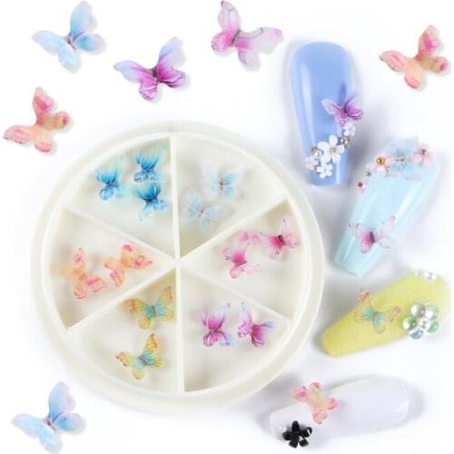 18Pcs Resin 3D Mixed Butterfly Colorful Jewelry Nail Rhinestone For Design DIY Polish Korea Charms Nail Art Decorations RK140135