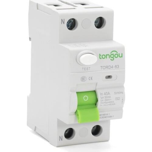 2P 230V 50/60Hz 6KA RCCB RCD AC Magnetic Type Residual Current Circuit Breaker Differential Breaker Safety Switch 10mA 30mA