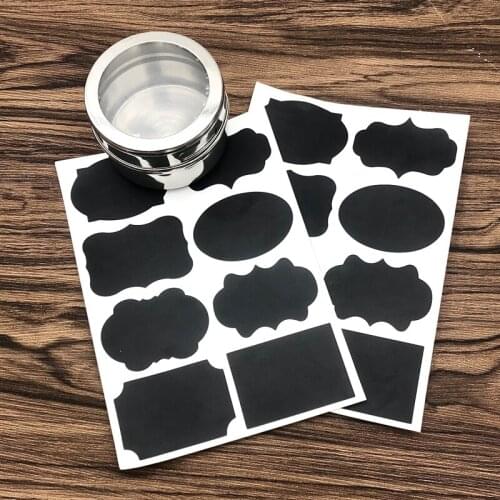 48/126Pcs Blackboard Stickers Labels And Pen Spice Stickers waterproof Easy to clean Chalk Salt Spice Jar Organizer Kitchen