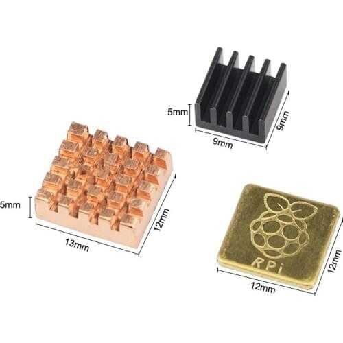 5 Set Raspberry Pi 2/3 Heat Sink 1 Aluminum+2 Copper with Logo Cooling Pad Heatsink for Raspberry Pi 2 Model B 3 Chip Heatsink
