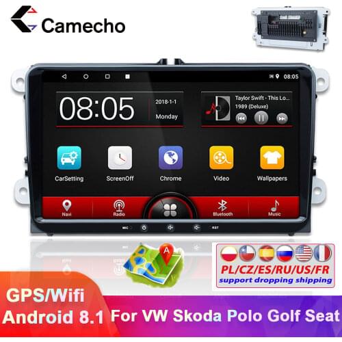 Camecho 2 Din Car Multimedia Radio GPS Navigation 9 Inch Touch For Volkswagen Skoda Fabia Altea Octavia Roomster WiFi Car Radios