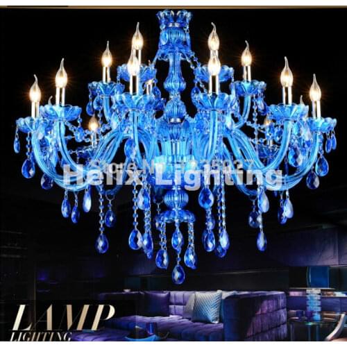Free Shipping Factory Direct Selling Blue crystal chandelier traditional glass arm 8L/8+4L/12+6L Crystal Chandelier Home Lights