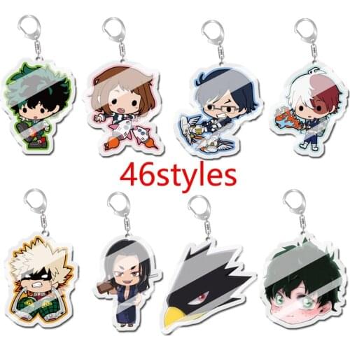 5pcs 10pcs My Hero Academia Todoroki Shoto Bakugou Katsuki All·Might Midoriya Izuku PVC Pendant Figure Key Chain Keyring