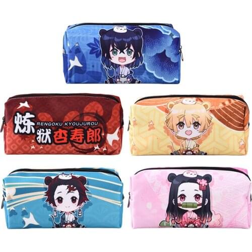Demon Slayer Kimetsu No Yaiba Kamado Tanjirou Nezuko Hashibira Inosuke Cosplay Pen Pencil Case Cosmetic Makeup stationery Bag