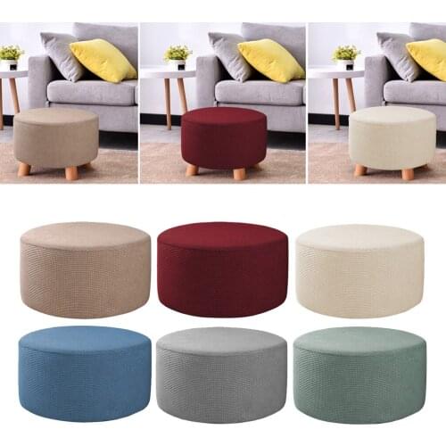 Stretch Ottoman Cover Folding Storage Stool Furniture Protector Soft Round slipcover with Elastic Bottom(Ottoman Small)