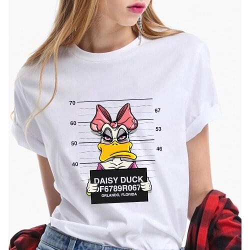 Funny T Shirt For Women Summer Short Sleeve Disney Duck Print Harajuku Tshirts Cool Spoof Disney T Shirt Girls Streetwear Tops