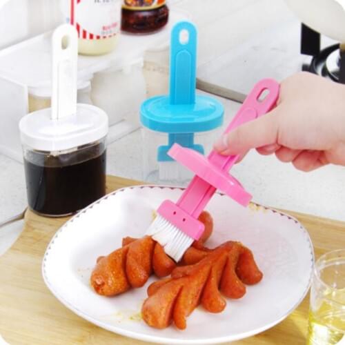 Baking Tools Kitchen Oil Brush BBQ Brush Barbecue Spices Brushes With Lid