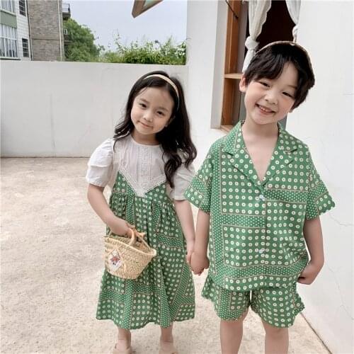 2-8 Years Toddler Boys Clothes Suit Summer New Baby Kids Fashion Korean Set Lapel Plaid Shirts Shorts 2pcs for Boy Baby Clothes