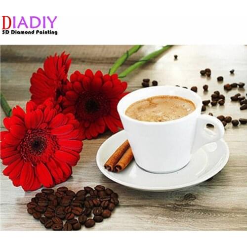 Square diamond painting DIY cross stitch kit coffee decoration painting 5D rhinestone embroidery mosaic embroidery new year gift