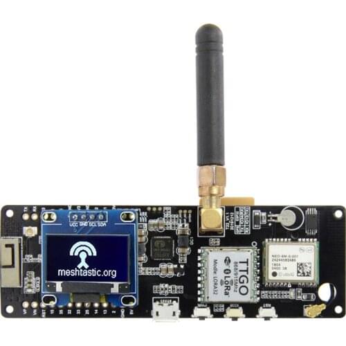 LILYGO® TTGO Meshtastic T-Beam V1.1 ESP32 433/868/915/923Mhz WiFi BLE Lora ESP32 GPS NEO-6M SMA 18650 Battery Holder With OLED