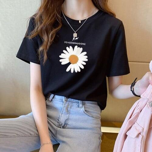 Fashion Flower Print M-4XL Sexy O-Neck Short Sleeve T-Shirt Women Spring Summer Soft Cotton Top Clothing Lady Bottoming Shirt