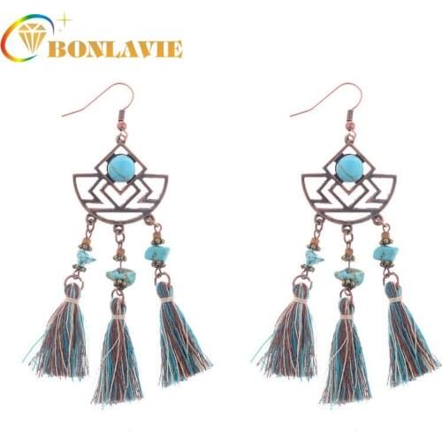 Fashion Jewelry Charms Vintage Ethnic Statement Tassel Earrings Brincos Women Boho Drop Dangle Fringe Earring