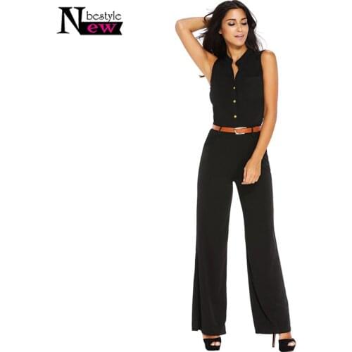 Fashion Big Women Sleeveless Playsuits Maxi Overalls Belted Wide Leg Jumpsuit Macacao Long Pants Loose Bodysuits Plus Size S-2XL