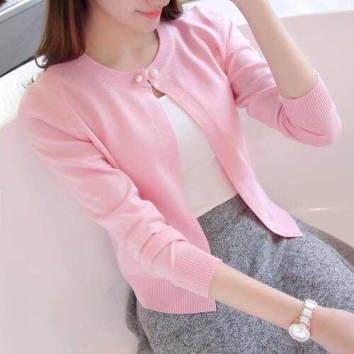 Newest Knitted Cardigan Women 2020 Spring Autumn Long Sleeve Women Sweater Cardigan Female Single Button Pull Femme Black/Pink