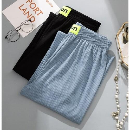 Solid Color Wide-Legged Plus Size Oversize Korean Fashion Joggers Vintage Summer Sweatpants WomenS Clothing Pants Trousers 2021