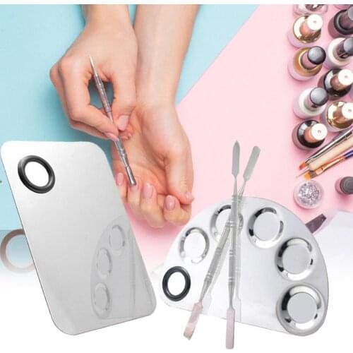 Mixing Plate Nail Art Smooth Surface Multifunctional Various Shapes Stainless Steel Makeup Mixing Color Palette for Cosmetic
