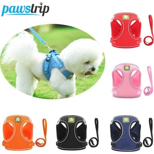 Pawstrip Dog Harness Vest Adjustable Reflective Dog Harness Leash Set Running Walking Pet Lead Nylon Dog Leash For Chihuahua Pug