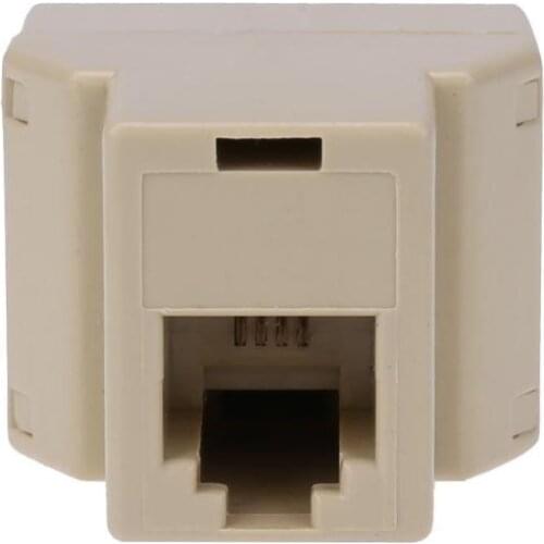 1 to 2 RJ11 Female Telephone Wire Splitter Converter Adapter Wire Connector Y Splitter Adapter Connector Beige Best Promotion