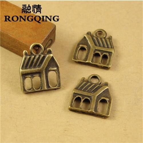 RONGQING 15*13MM 50pcs/lot house Pendants Necklaces Handmade Accessories Fashion Jewelry Charms DIY