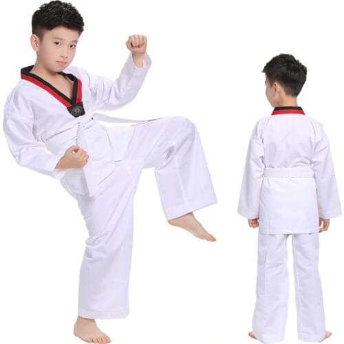Taekwondo Uniforms White WTF Karate Judo Taekwondo Dobok Clothes Children Adult Unisex Long Sleeve TKD Clothing
