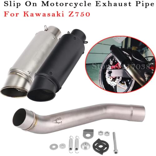 Slip On Motorcycle Exhaust Pipe Inlet 51MM Modified Muffler Escape Moto Stainless Steel Middle Link Pipe For Kawasaki Z750 Z 750