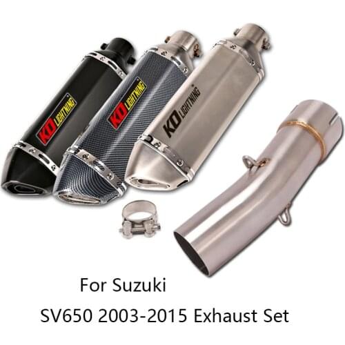 For Suzuki SV650 2003-2015 Exhaust Pipe Motorcycle Mid Tube Slip On 51mm Muffler Escape with Removable DB Killer Reserve Cat