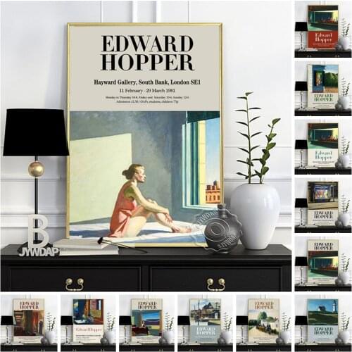 Edward Hopper Exhibition Poster, Morning Sun Art Prints, Nighthawks Wall Picture, Contemporary American Life Landscape Wall Art