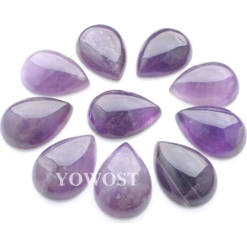 YOWOST Free Shipping Natural Amethysts Gem Stone Teardrop Cabochon CAB No Hole Jewelry 18x25x6MM 10pcs/lot QU3192