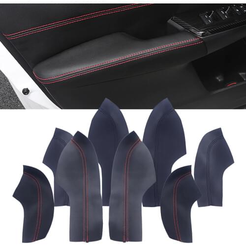 DWCX 4pcs Car Inner Door Panel Armrest Protective Sleeve Trim PU Leather Shell Cover Fit for Honda Civic 10th 2016 2017 2018
