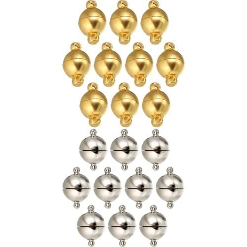 10x White K / Gold Plated Jewelry Making Bracelet Magnetic Round Ball Clasps