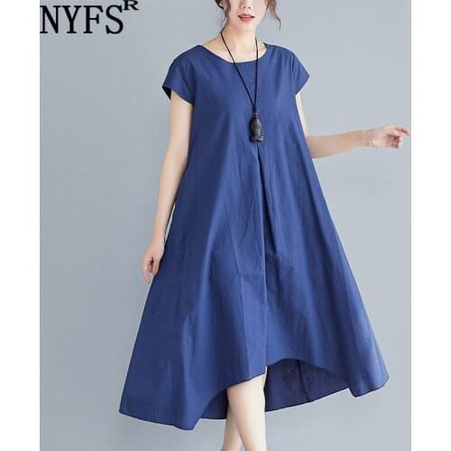 NYFS New Summer Dress 2021 Stylish comfortable Solid Woman dress Vestidos Robe Loose long Dress