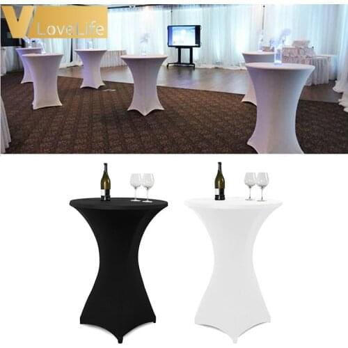 1pc 60cm/80cm Spandex Lycra Cocktail Table Covers White And Black High Stretch Bar Table Linen Lycra Wedding Party Decor
