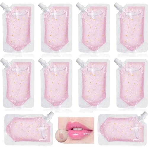10pcs 100ml Temperature Color Change Lip Gloss Pink Moisturizing Liquid Lipstick Lipgloss Diy Base Material Gold Foil Added