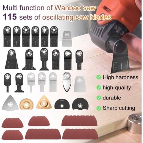 115pcs Bimetal Swing Saw Blade Multi-tool Refurbished Precision Saw Blade with Finger Sandpaper for Wood/tile Cutting