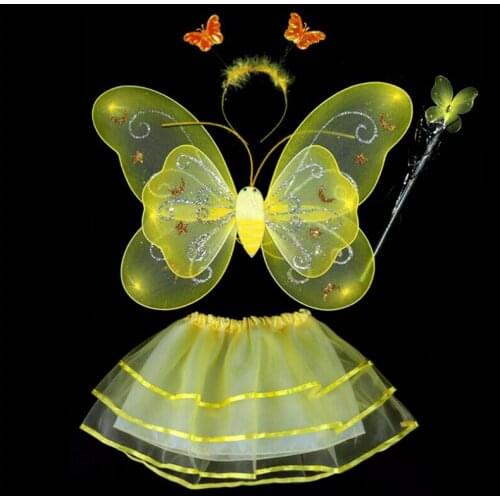 200set/lot wholesale Freeshipping Carnival costumes Single layer Fairy Wings Set with Tutu 6 colors mix 4pcs in one set