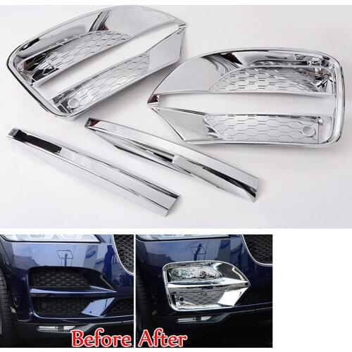 4pc ABS Chrome Car Front Fog Lamp Light Cover Trim Decal Fit For Jaguar F-PACE X761 2016 2017 Car Styling Decoration Accessories