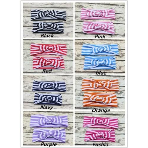 5pairs/lot ,23cm 18cm Parent-child striped bow elastic hair band adult baby knot head band rabbit ears fashion Acessories