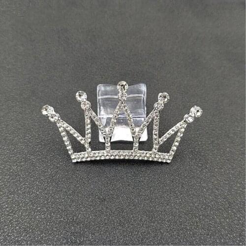 50pcs Princess Crown Full Crystal Rhinestone Appliques strass Jewelry Flatback Buckle Wedding Brides Kid Hairpin Hair Clip Decor