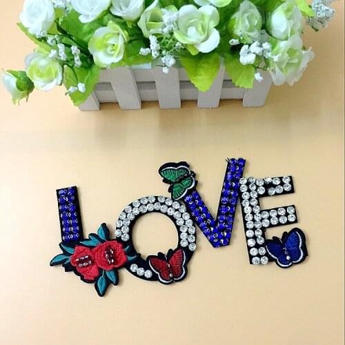 Nail-bead butterfly embroidery chapter cloth paste rhinestone alphabet LOVE clothes shoes hat bag accessories socks DIY decorati