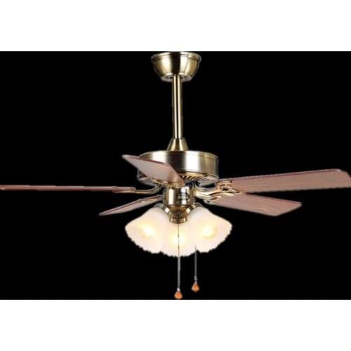 American country retro restaurant Pendant Lights fan lamp European antique leaf fan Pendant Lamps home living room Pull rope