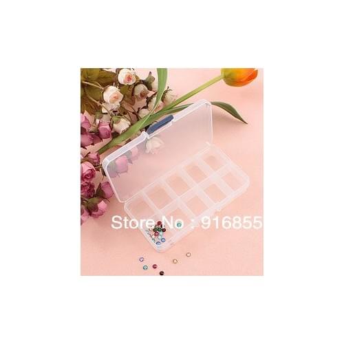 Free shipping 1pcs/lot ten divisions Eco-Friendly clear Bead Display Storage Box/ Container Case/Jewelry box