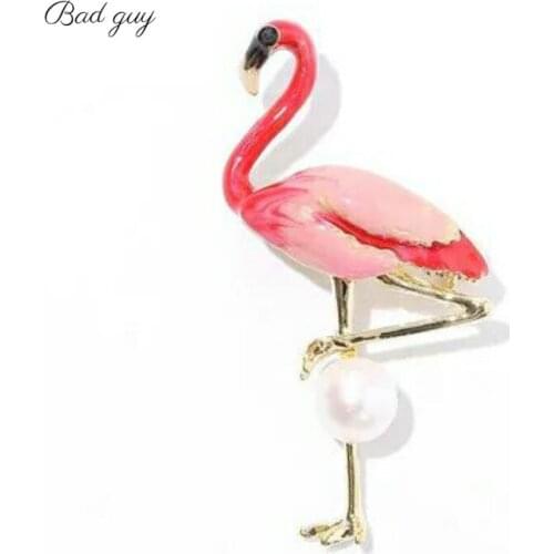 Red Flamingos Pins Jewelrys Zicon Brooch Pin for Womens Clothes Scarf Buckle Garment Accessories Fashion Jewelry Gem Gifts