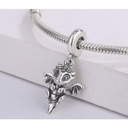 925 Sterling Silver Animal Dinosaurs Have Angel Wings Pendant Charm Bracelet DIY Jewelry Making For Original Pandora
