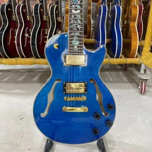 Simi Hollow LP Electric Guitar Flamed Maple Top And Back Abalone Flower Fret Golden Hardware High Quality Guitarar Free Shipping